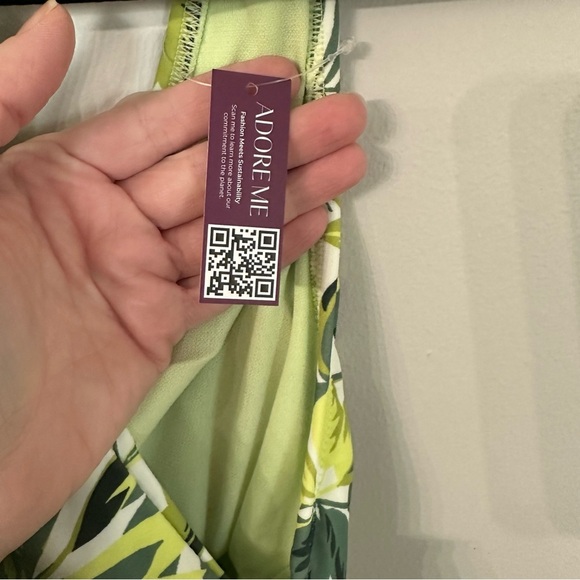 Adore Me Monroe Contour Palm Paradise Halter Neck One Piece Swimsuit Sz 0X NWT - Picture 6 of 9